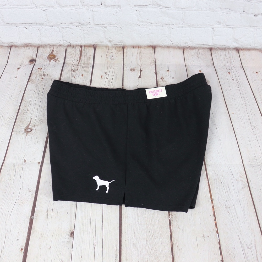 VS PINK Logo Collegiate Shorts Black - Picture 5 of 6